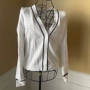 All in Motion White Button-Down Shirt with Black Trim